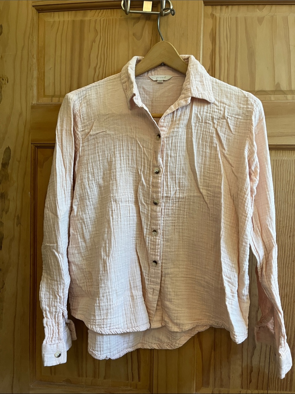 Light Pink Gauze Button-Up Shirt
